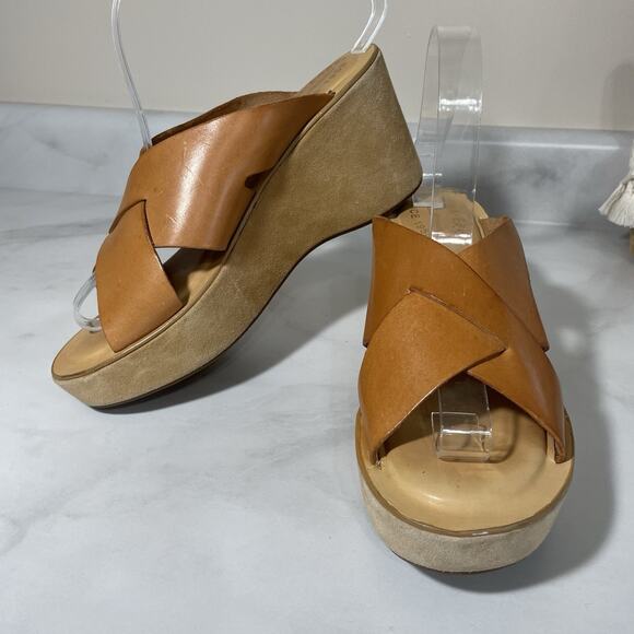 Kork Ease LANA Crisscross Slide Sandal Women’s 9 Brown Platform Wedge Boho - Picture 2 of 15